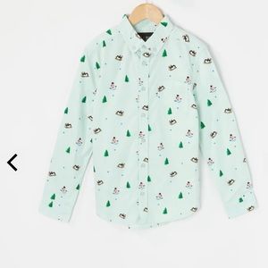 NWT boys Christmas button down shirt